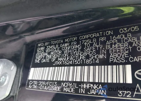 2005 Scion Xa from USA, damaged, VIN JTKKT624150118514